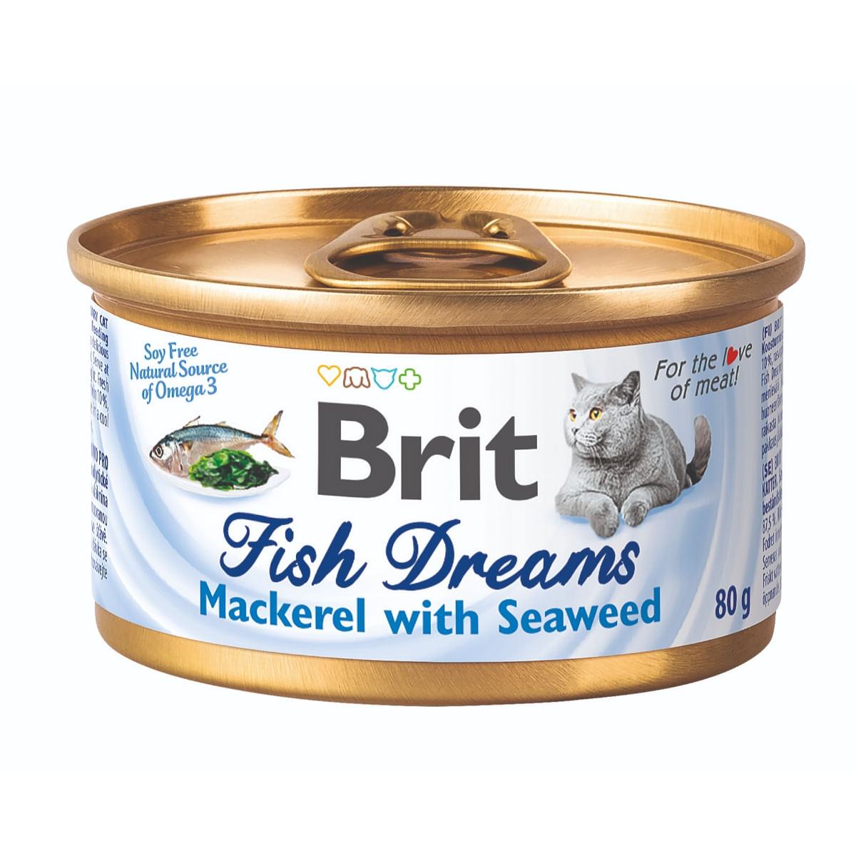 BRIT Fish Dreams, Macrou cu Alge, conservă hrană umedă pisici, (în suc propriu), 80g - 1 | YEO