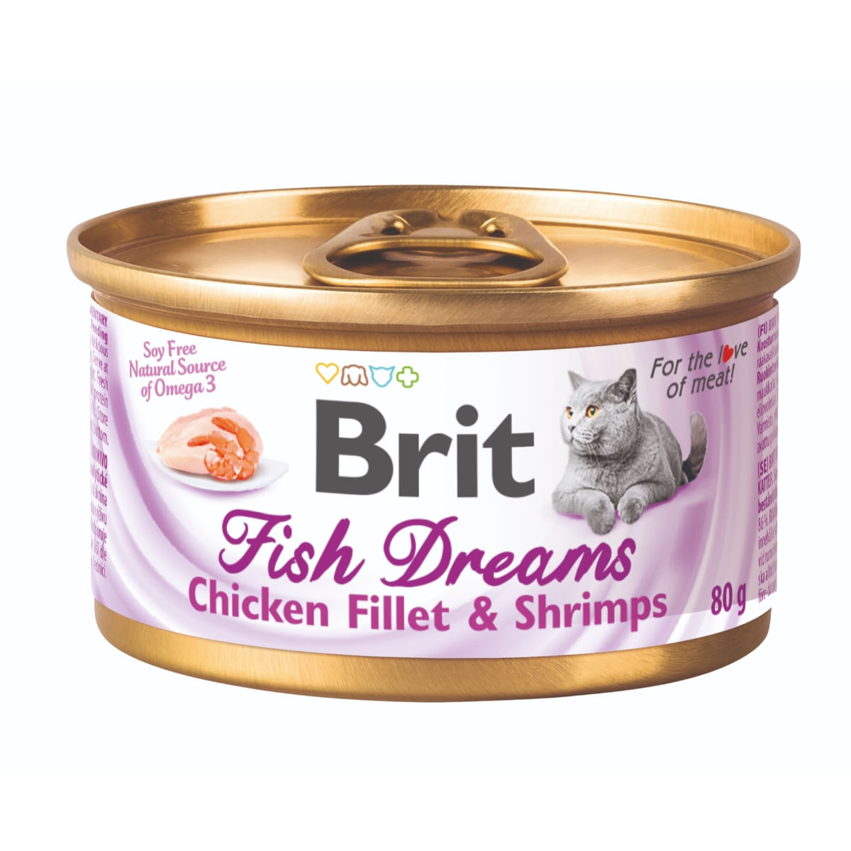 BRIT Fish Dreams, Pui și Creveți, conservă hrană umedă pisici, (în suc propriu),  80g