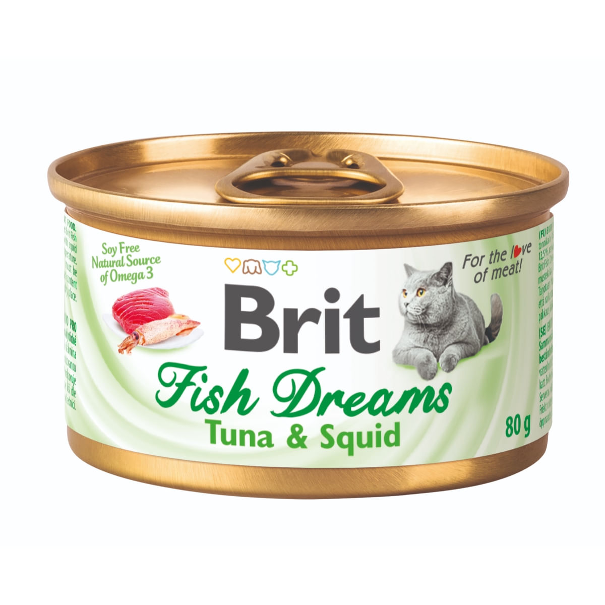 BRIT Fish Dreams, Ton și Calamar, conservă hrană umedă pisici, (în suc propriu), 80g - 1 | YEO