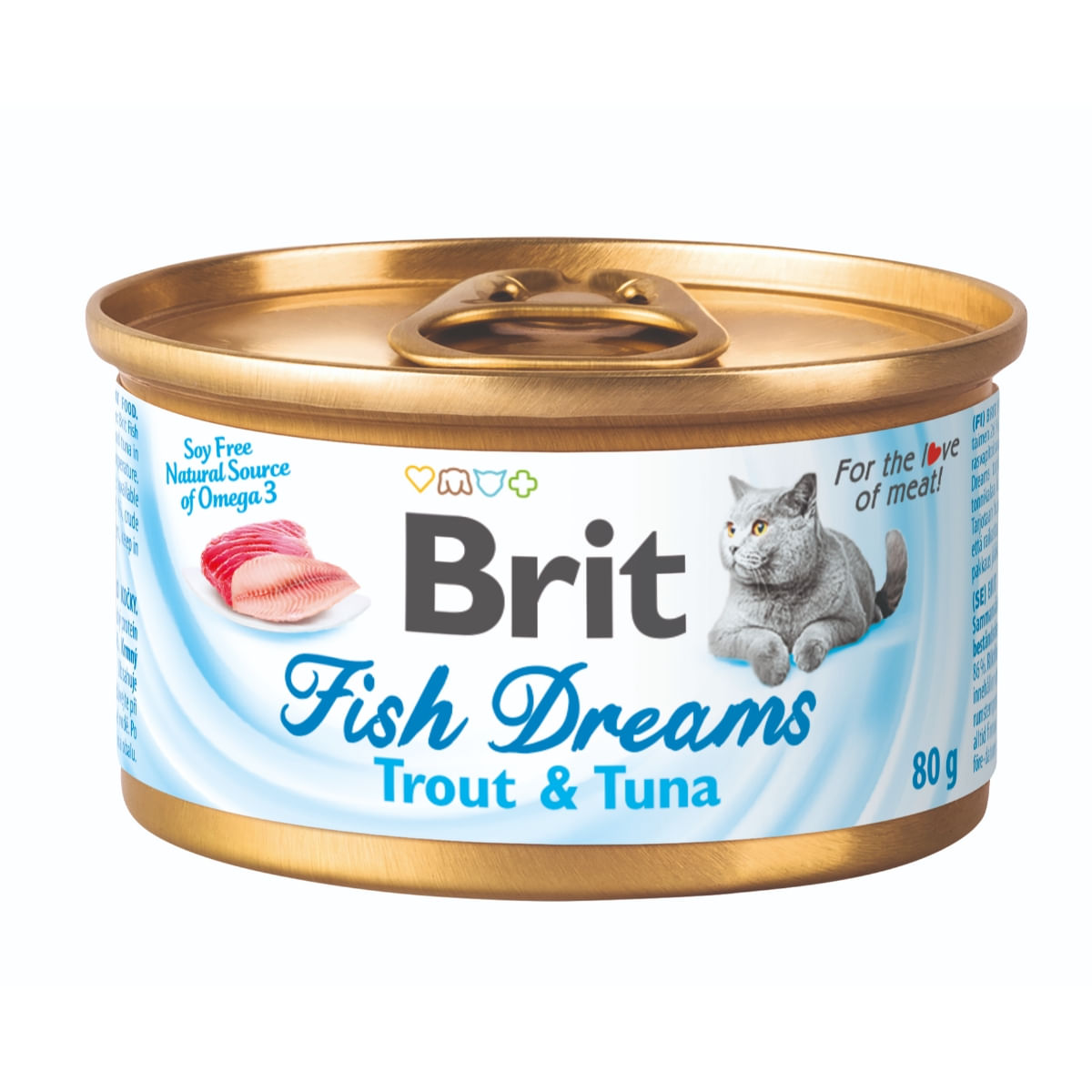 BRIT Fish Dreams, Păstrăv și Ton, conservă hrană umedă pisici, (în suc propriu), 80g - 1 | YEO