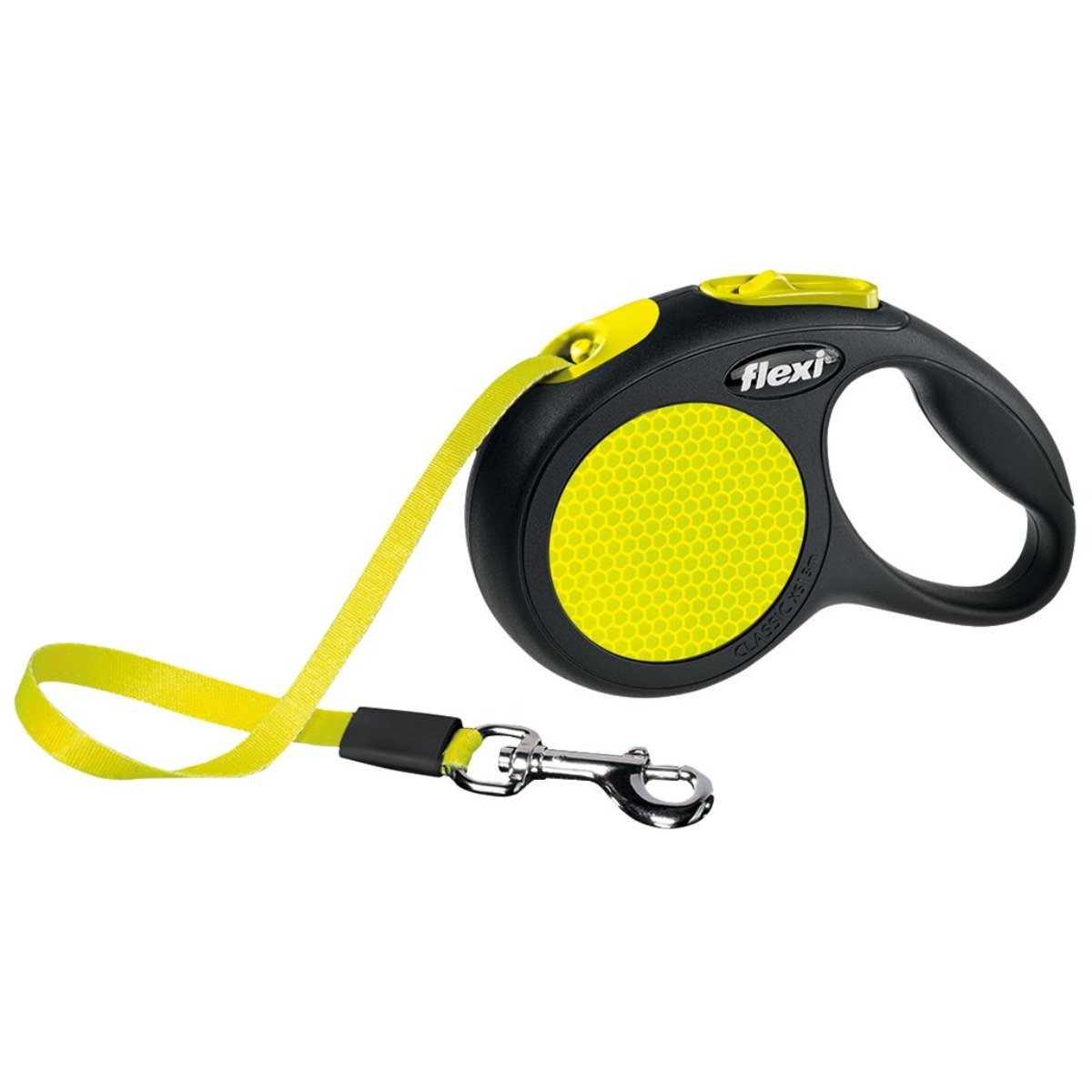 FLEXI Neon, lesă retractabilă câini, bandă FLEXI Neon XS, lesă retractabilă câini, 12kg, bandă, 3m, neon