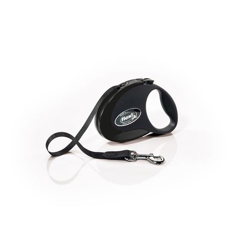 FLEXI Style, lesă retractabilă câini, nylon, negru, S(12kg, 3m)