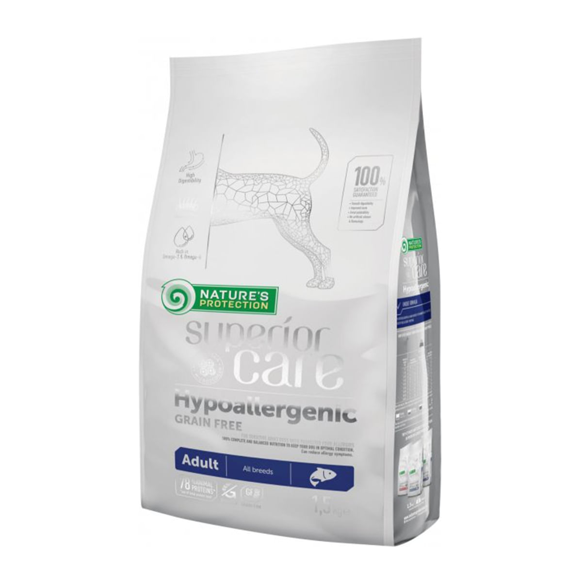 NATURES PROTECTION Superior Care Hypoallergenic, Somon, hrană uscată fără cereale câini, afecțiuni digestive și dermatologice, 10kg - 1 | YEO