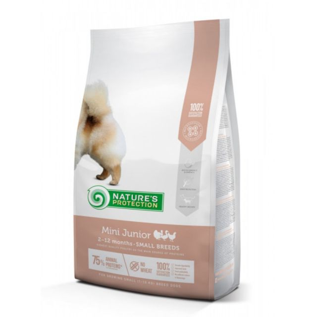 NATURES PROTECTION Junior Small Breed, XS-S, Pui și Krill, hrană uscată câini junior NATURES PROTECTION Mini Junior, Pasăre cu Krill, hrană uscată câini juniori, 7.5kg