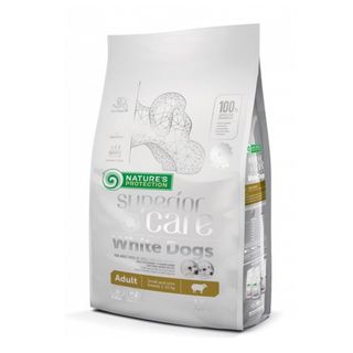 NATURES PROTECTION Superior Care White Dogs Small&Mini, Miel, hrană uscată câini, reducerea petelor maronii la câinii albi, 1.5kg