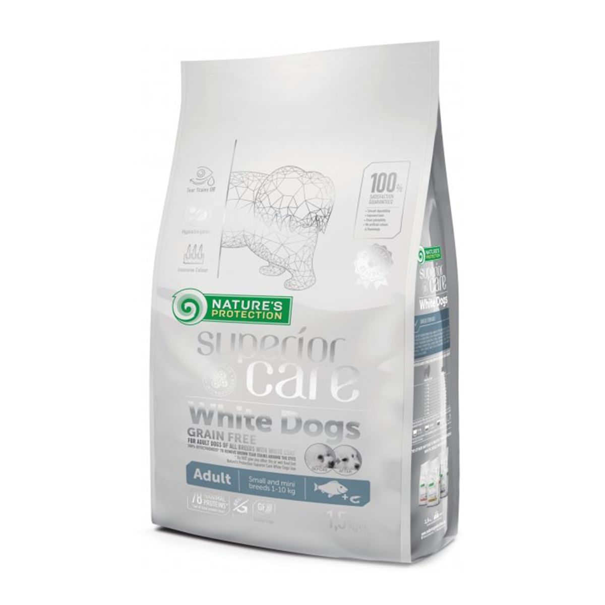 NATURES PROTECTION Superior Care White Dogs Small&Mini, Pește Alb, hrană uscată fără cereale câini, reducerea petelor maronii la câinii albi, 10kg - 2 | YEO