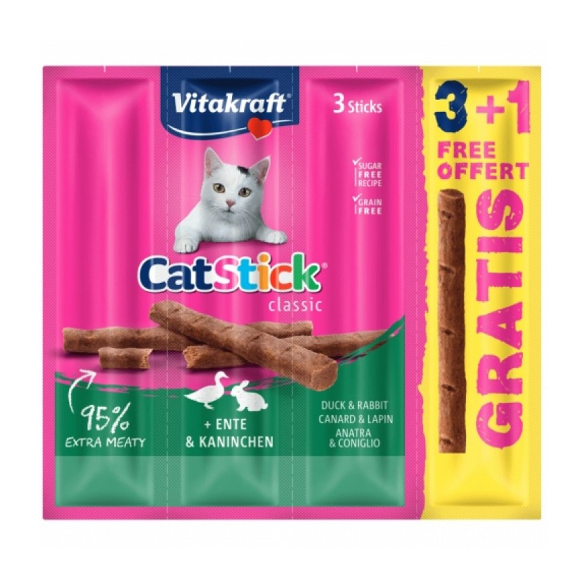 Vitakraft Cat Sticks Rață și Iepure, 3+1 Promo