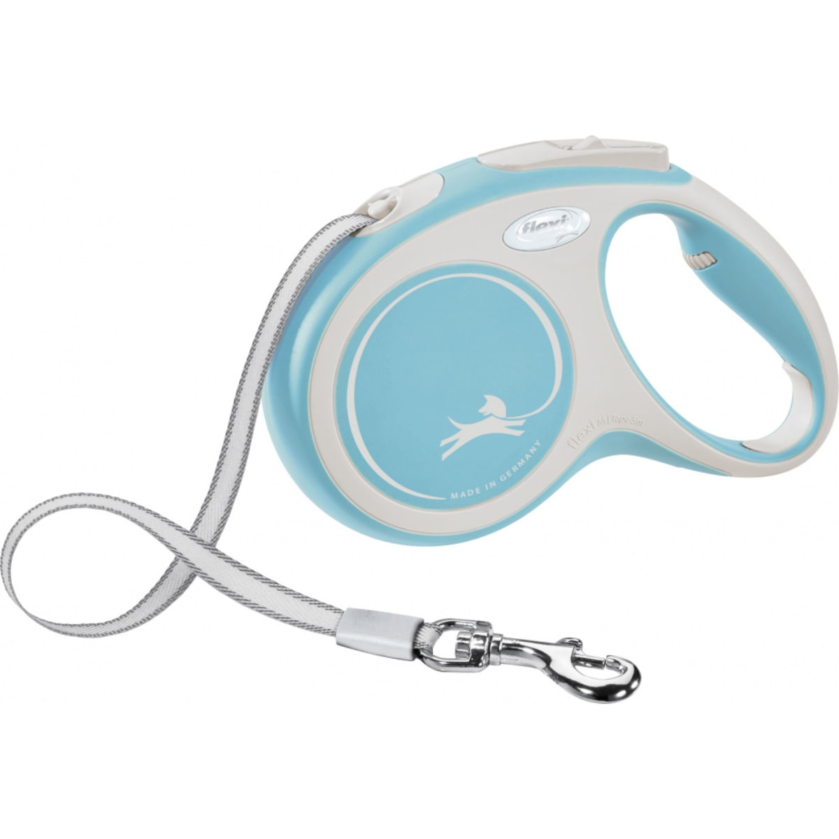 FLEXI New Comfort, lesă retractabilă câini, bandă FLEXI New Comfort M, lesă retractabilă câini, 25kg, bandă, 5m, albastru deschis