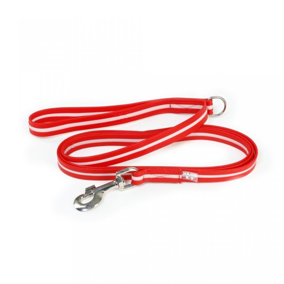 JULIUS-K9 IDC Rope, lesă fosforescentă cu mâner și inel câini, cauciuc, 19mm x 2m, roșu - 1 | YEO