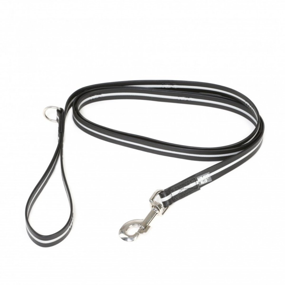 JULIUS-K9 IDC Rope, lesă fosforescentă cu mâner și inel câini, cauciuc, 19mm x 2m, negru - 1 | YEO