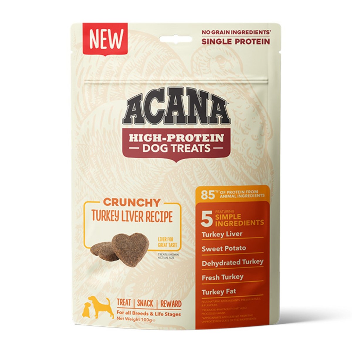 ACANA High Protein Treats, Curcan, recompense monoproteice fără cereale câini, 100g - 1 | YEO