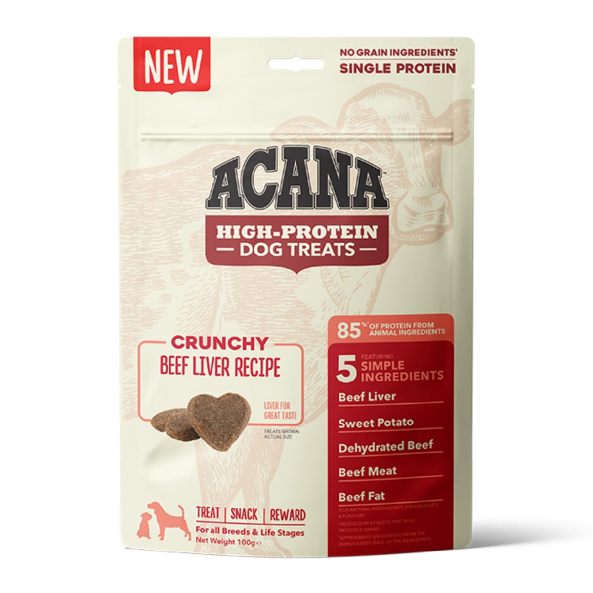 ACANA High Protein Treats, Vită, recompense monoproteice fără cereale câini, 100g