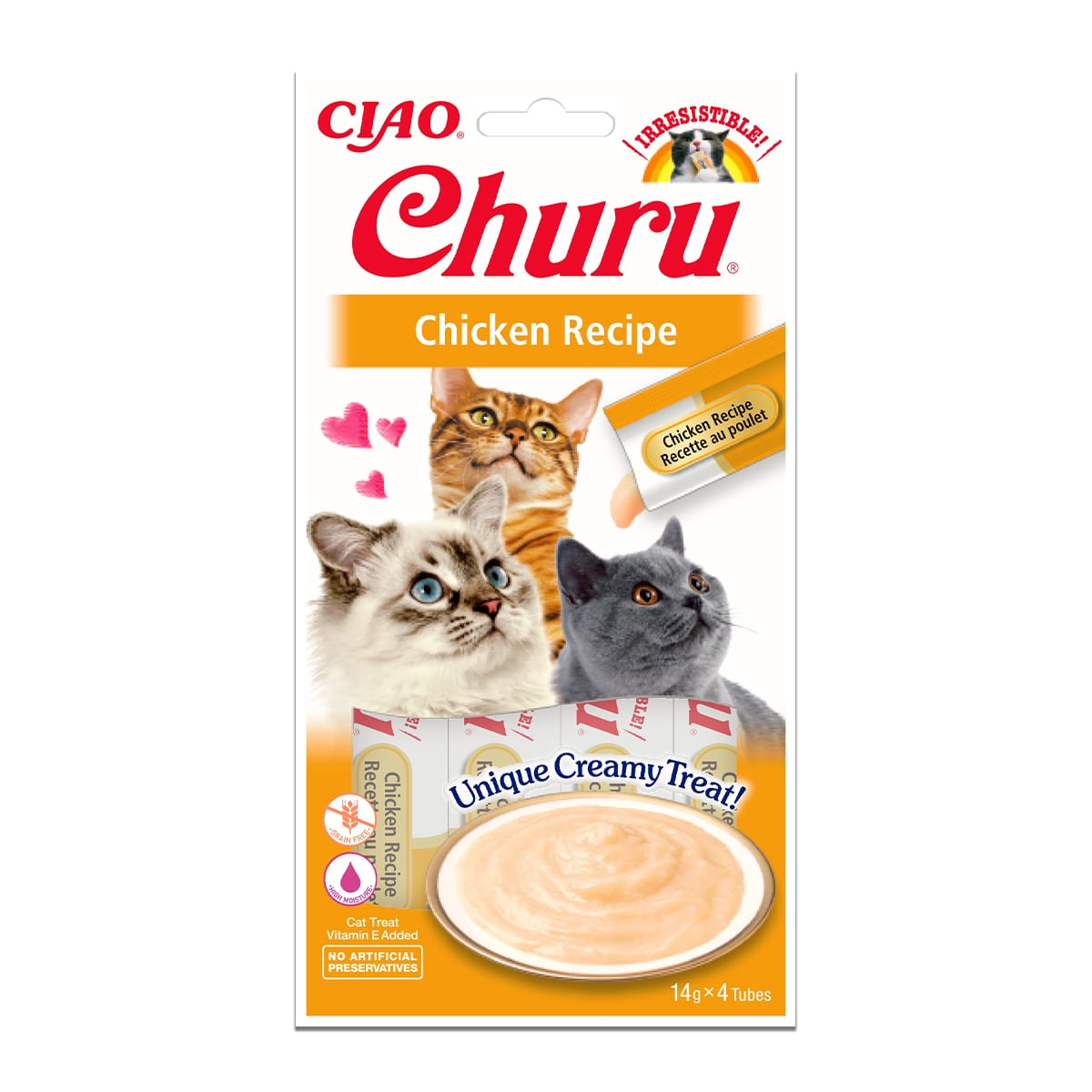 INABA CIAO Churu Piure, Pui, recompense lichide fără cereale pisici, topping cremos, 14g x 4 - 2 | YEO