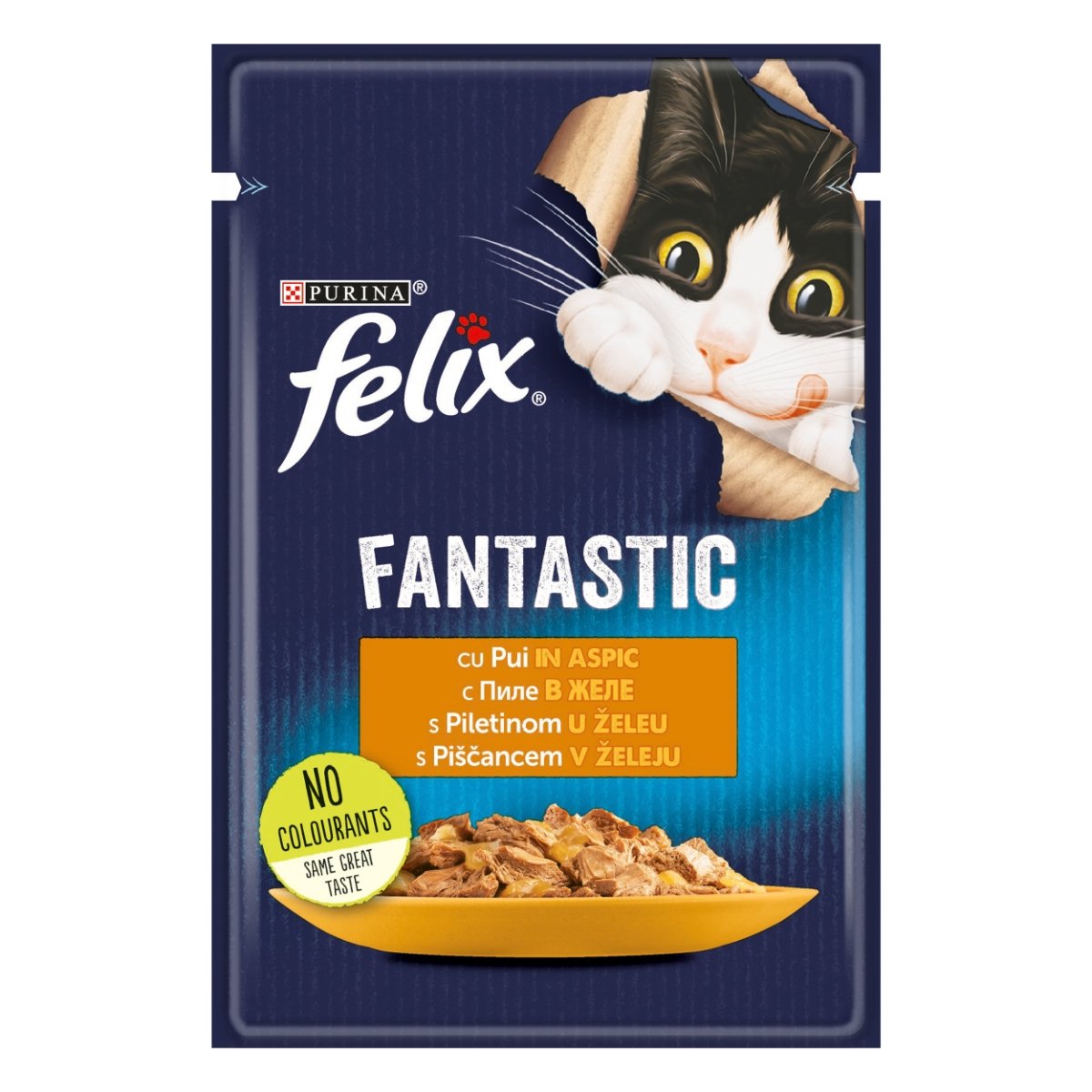 PURINA Felix Fantastic, Pui, hrană umedă pisici, (în aspic) PURINA Felix Fantastic, Pui, plic hrană umedă pisici, (în aspic), 85g - 1 | YEO