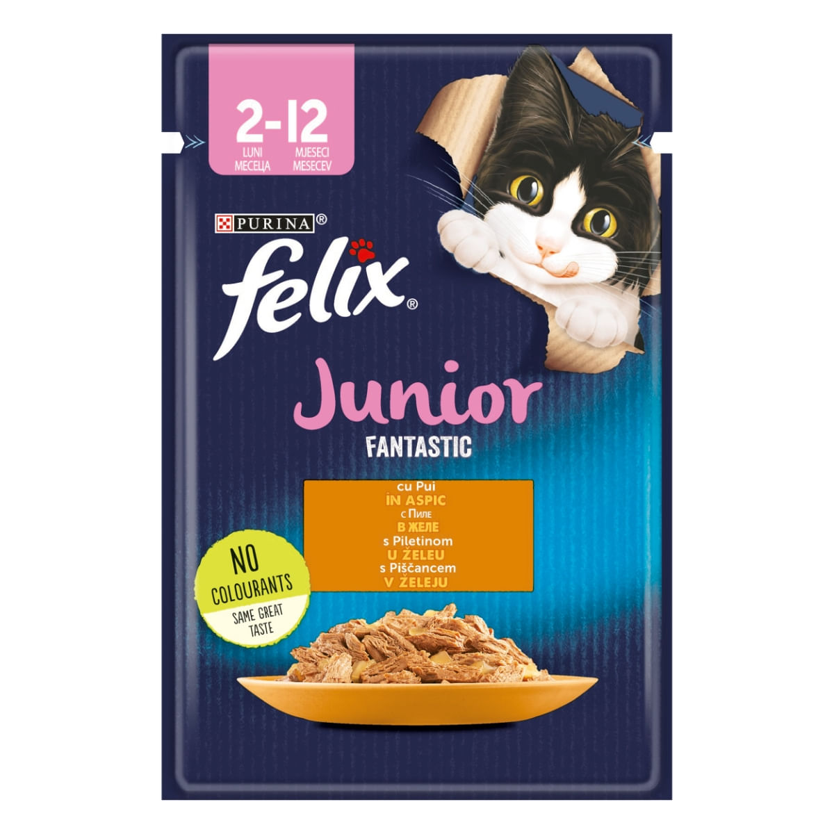 PURINA Felix Fantastic Junior, Pui, hrană umedă pisici junior, (în aspic) PURINA Felix Fantastic Junior, Pui, plic hrană umedă pisici junior, (în aspic), 85g - 1 | YEO