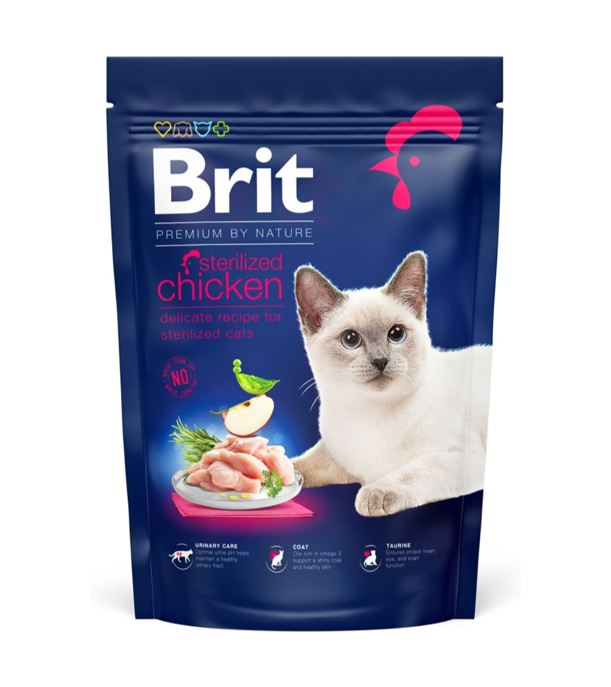 BRIT Premium by Nature Sterilised, Pui, hrană uscată pisici, 800g