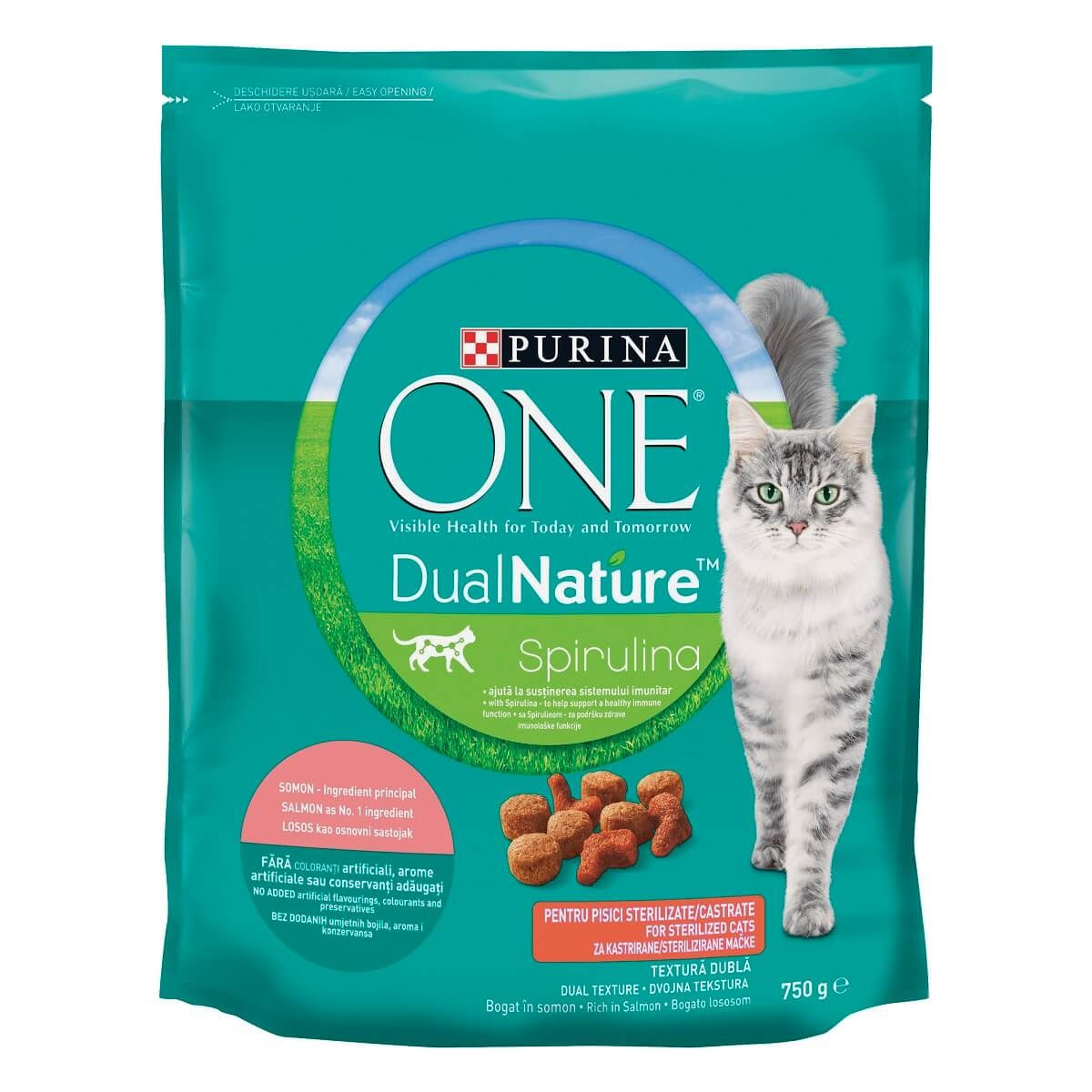 PURINA One DualNature, Somon, hrană uscată pisici sterilizate, 750g - 1 | YEO