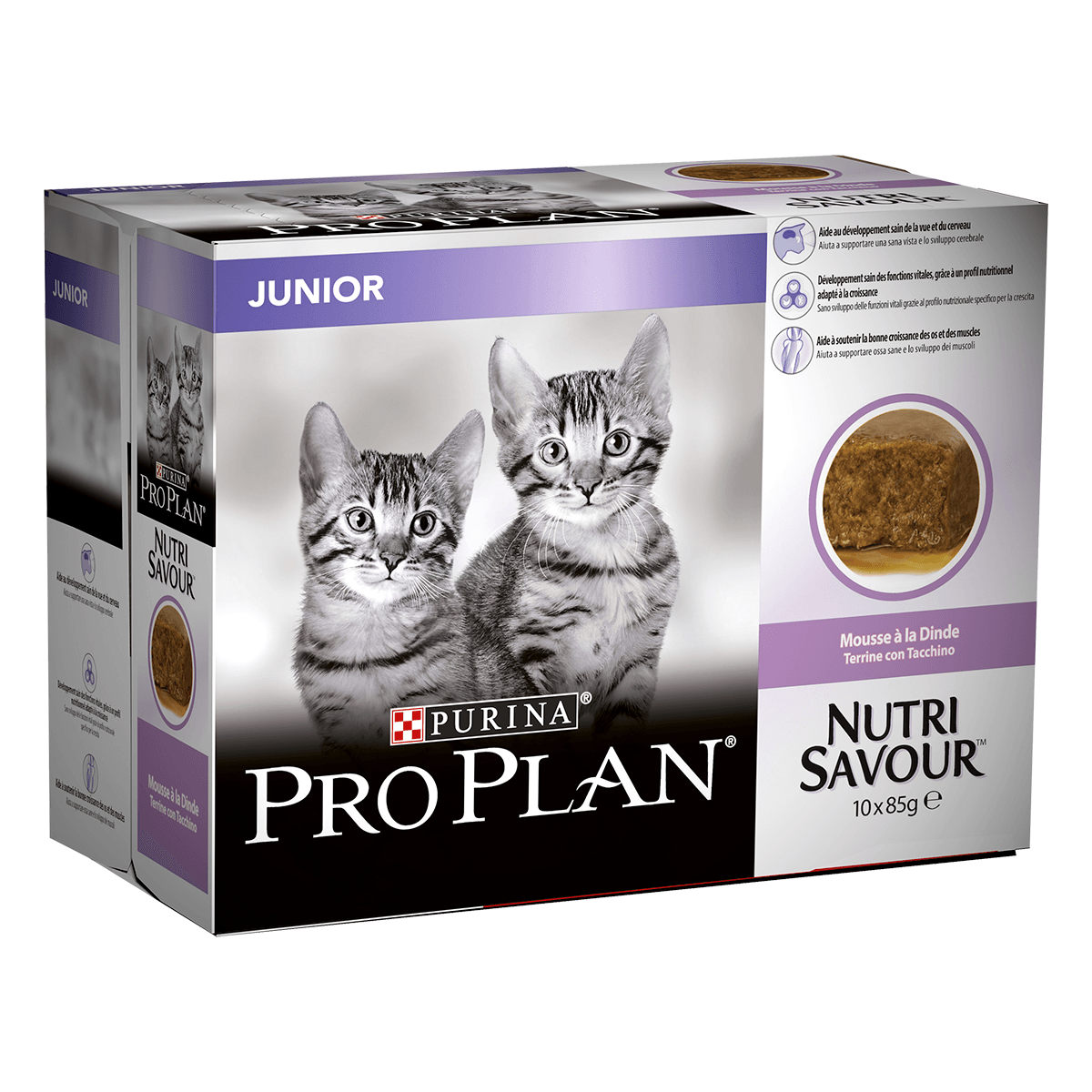 PURINA Pro Plan Nutrisavour Junior, Terină cu Curcan, hrană umedă pisici junior, (pate) PURINA Pro Plan Nutrisavour Junior, Terină cu Curcan, pachet economic plic hrană umedă pisici junior, (pate), 85g x 10