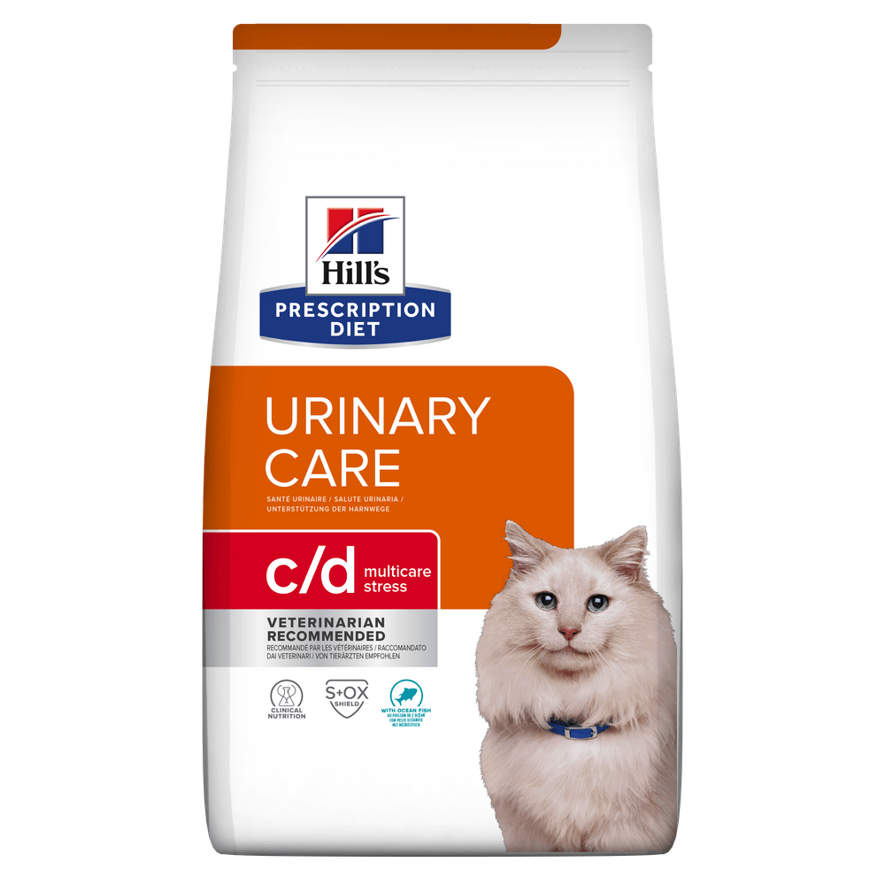 HILL\'S Prescription Diet c/d Multicare Stress, Pește oceanic, dietă veterinară pisici, hrană uscată, sistem urinar, sistem nervos & calmante, 3kg