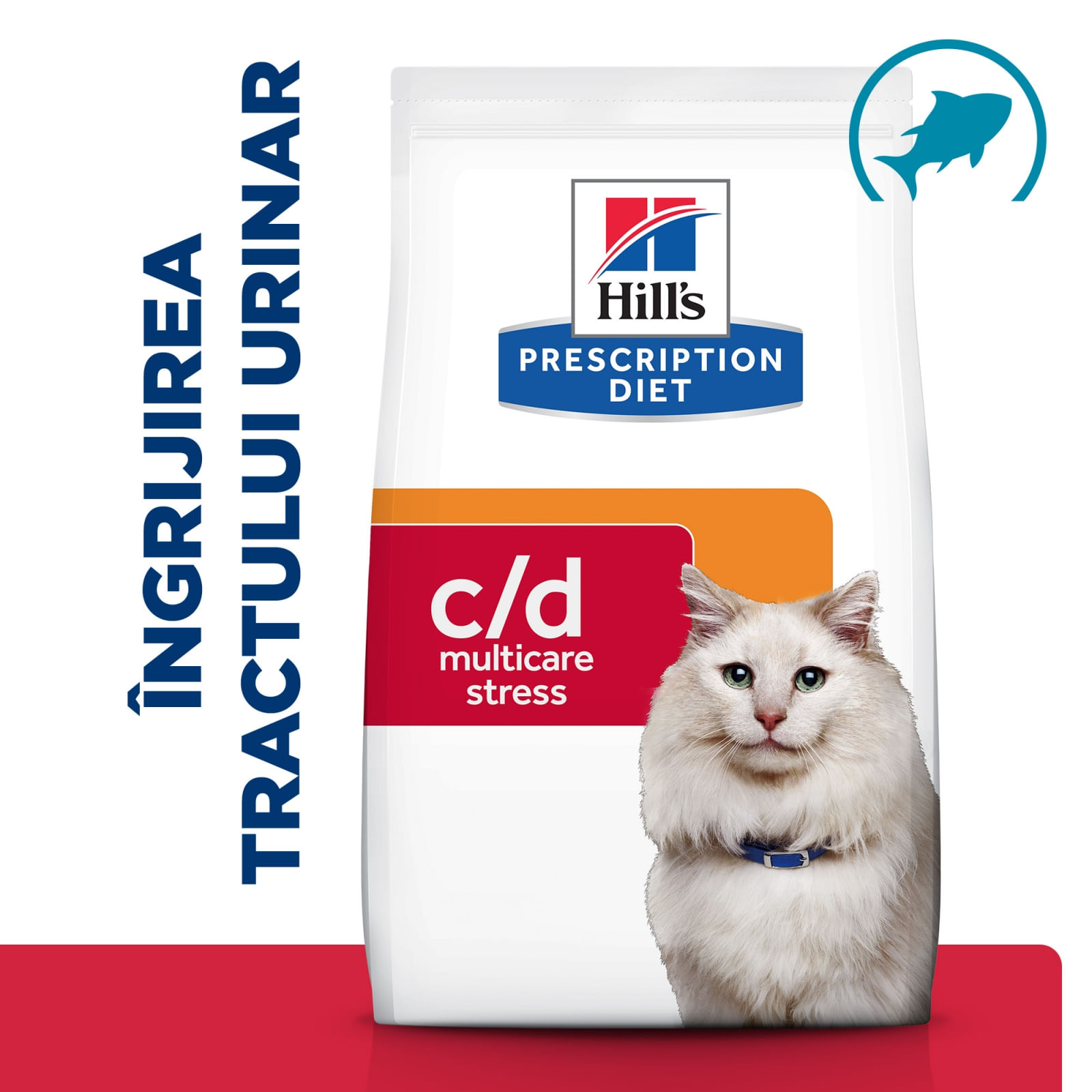 HILL\'S Prescription Diet c/d Multicare Stress, Pește oceanic, dietă veterinară pisici, hrană uscată, sistem urinar, sistem nervos & calmante, 3kg - 2 | YEO