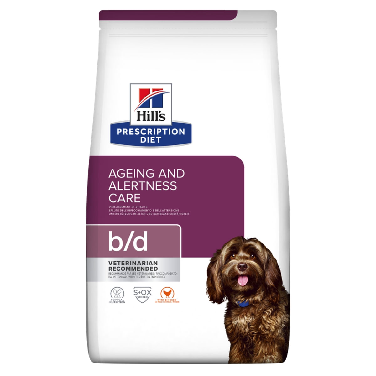 HILL\'S Prescription Diet b/d Ageing and Alertness Care, Pui, dietă veterinară câini senior, hrană uscată, 12kg - 1 | YEO