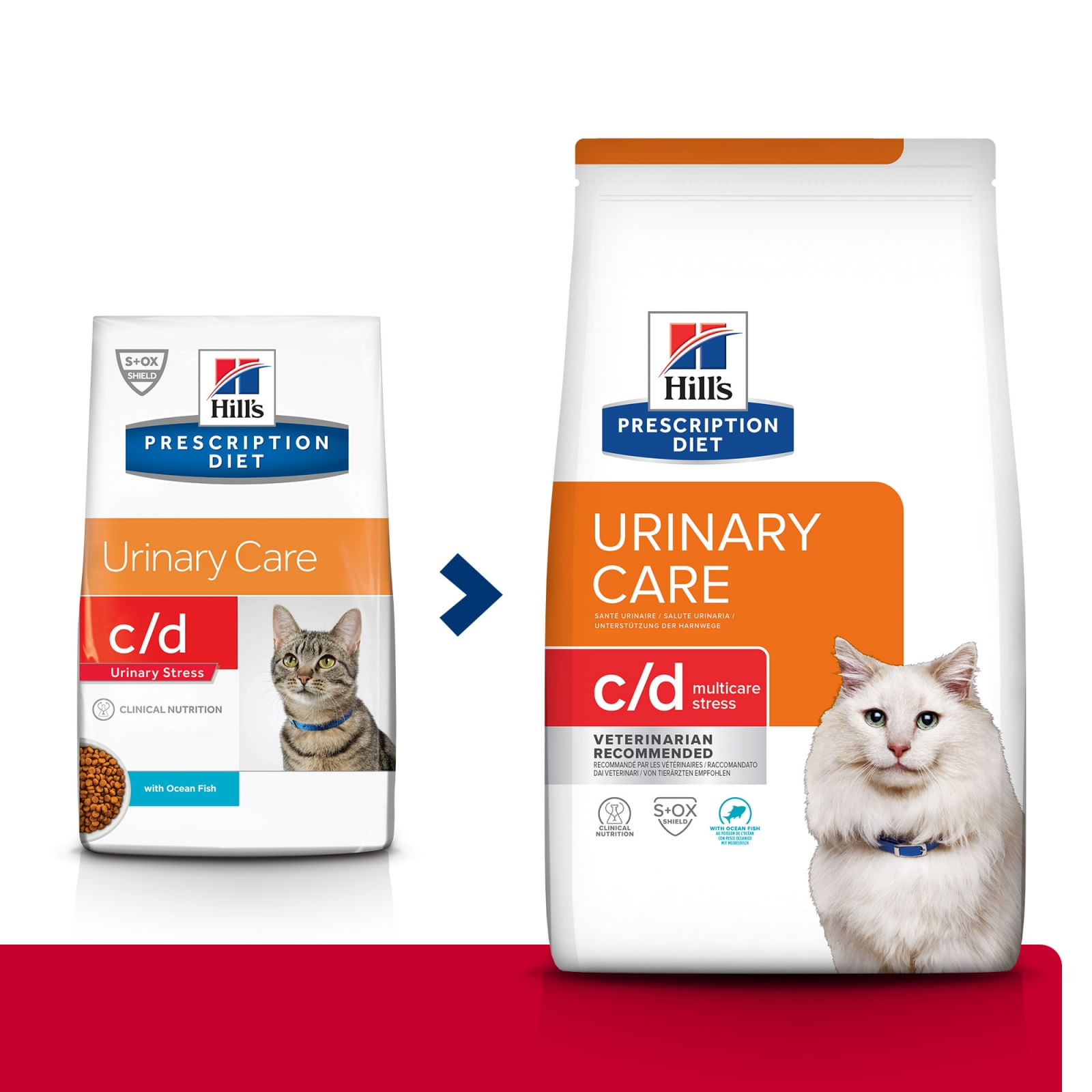 HILL&#039;S Prescription Diet c/d Multicare Stress, Pește oceanic, dietă veterinară pisici, hrană uscată, sistem urinar, sistem nervos, 8kg