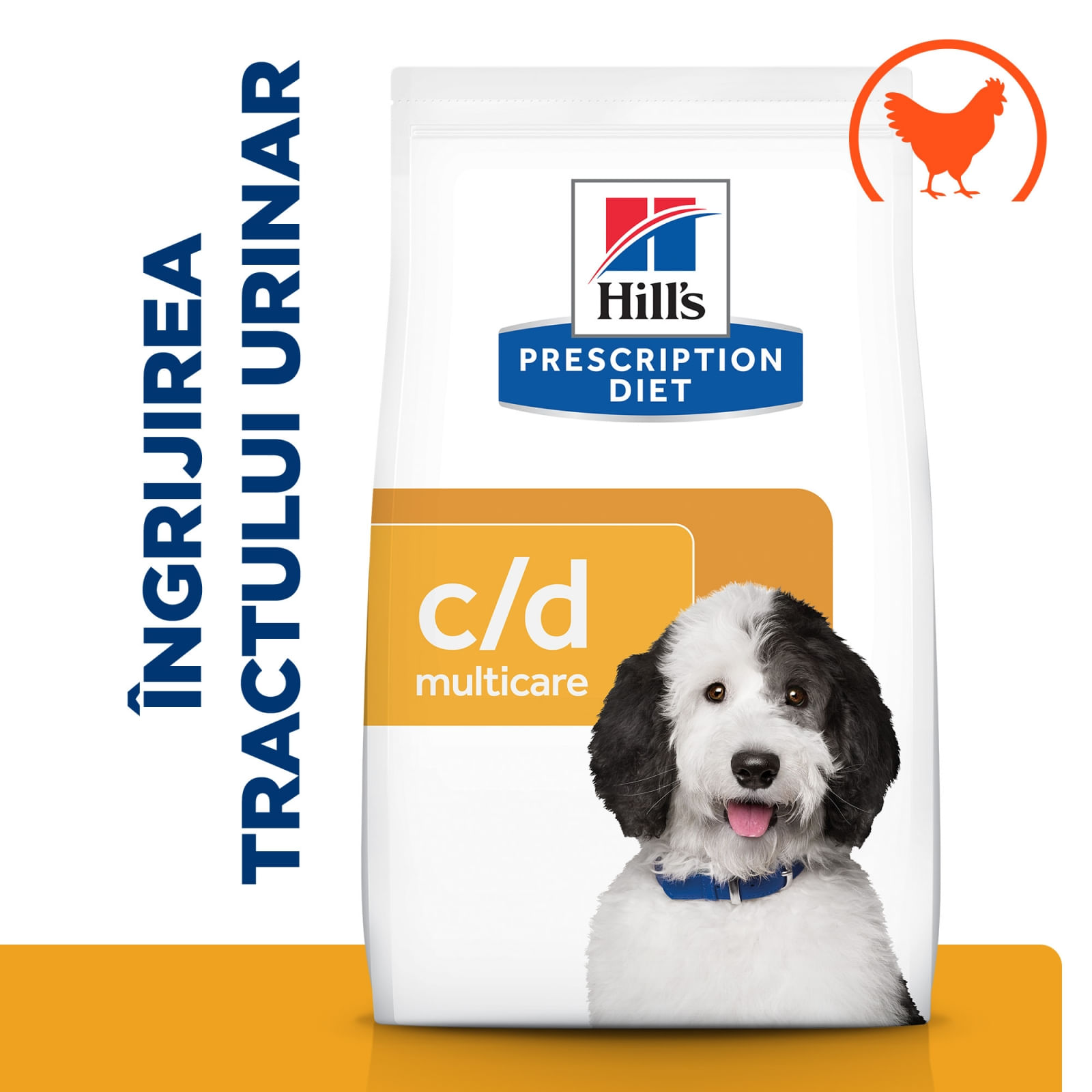 HILL&#039;S Prescription Diet c/d Urinary + Weight Care, Pui, dietă veterinară câini, hrană uscată, afecțiuni urinare și controlul greutății HILL&#039;S Prescription Diet c/d Urinary Care, Pui, dietă veterinară câini, hrană uscată, sistem urinar, 4kg