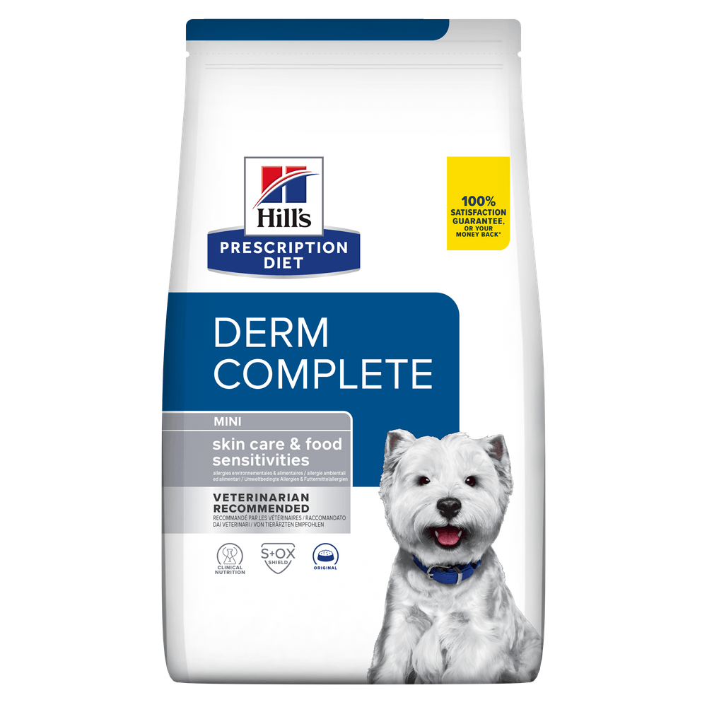 HILL\'S Prescription Diet Derm Complete Mini, dietă veterinară câini, hrană uscată, afecțiuni dermatologice HILL\'S Prescription Diet Derm Complete Mini, dietă veterinară câini, hrană uscată, piele & blana, 6kg - 1 | YEO