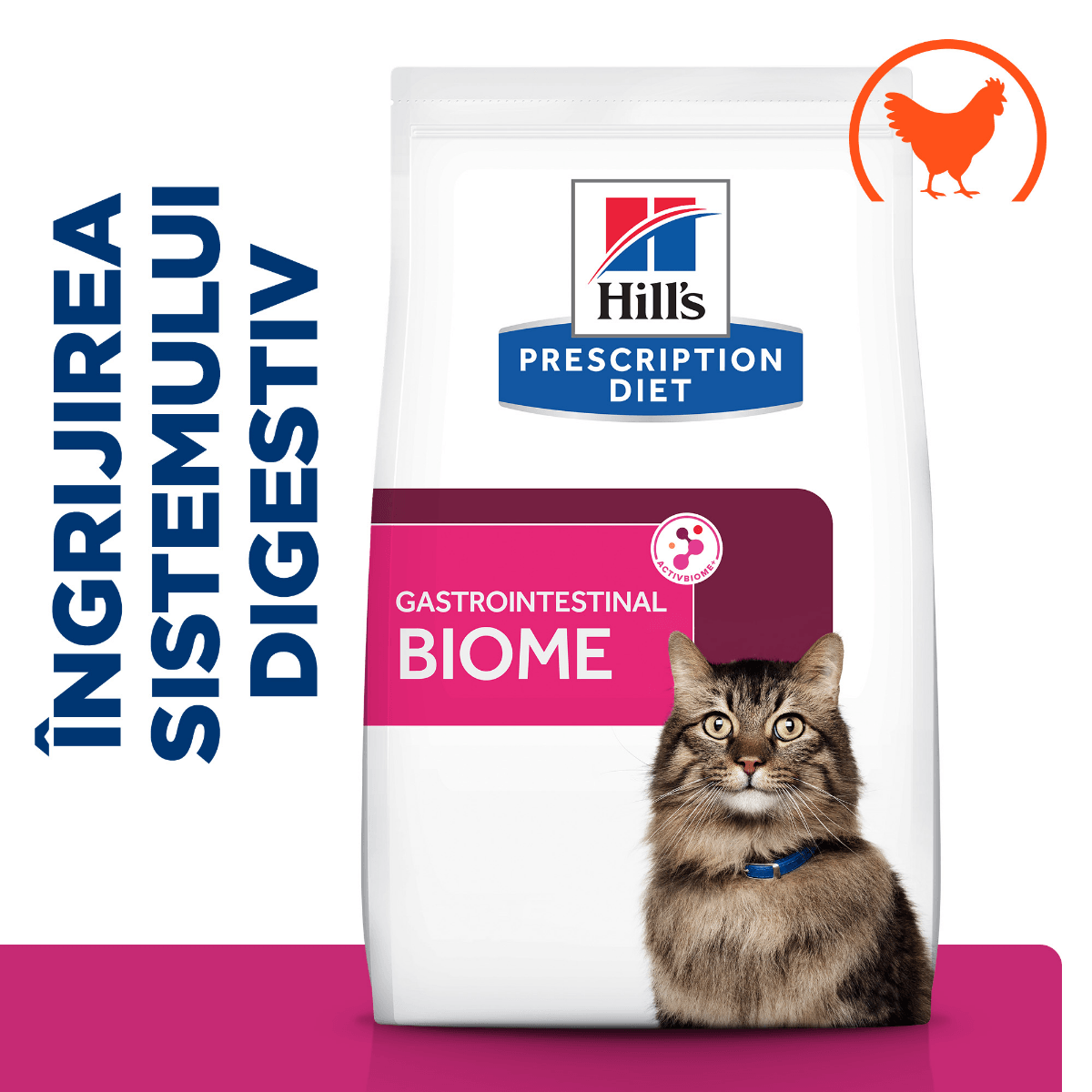 HILL\'S Prescription Diet Gastrointestinal Biome, Pui, dietă veterinară pisici, hrană uscată, afecțiuni digestive HILL\'S Prescription Diet Gastrointestinal Biome, Pui, dietă veterinară hrană uscată pisici sistem digestiv & probiotice, 300g - 2 | YEO