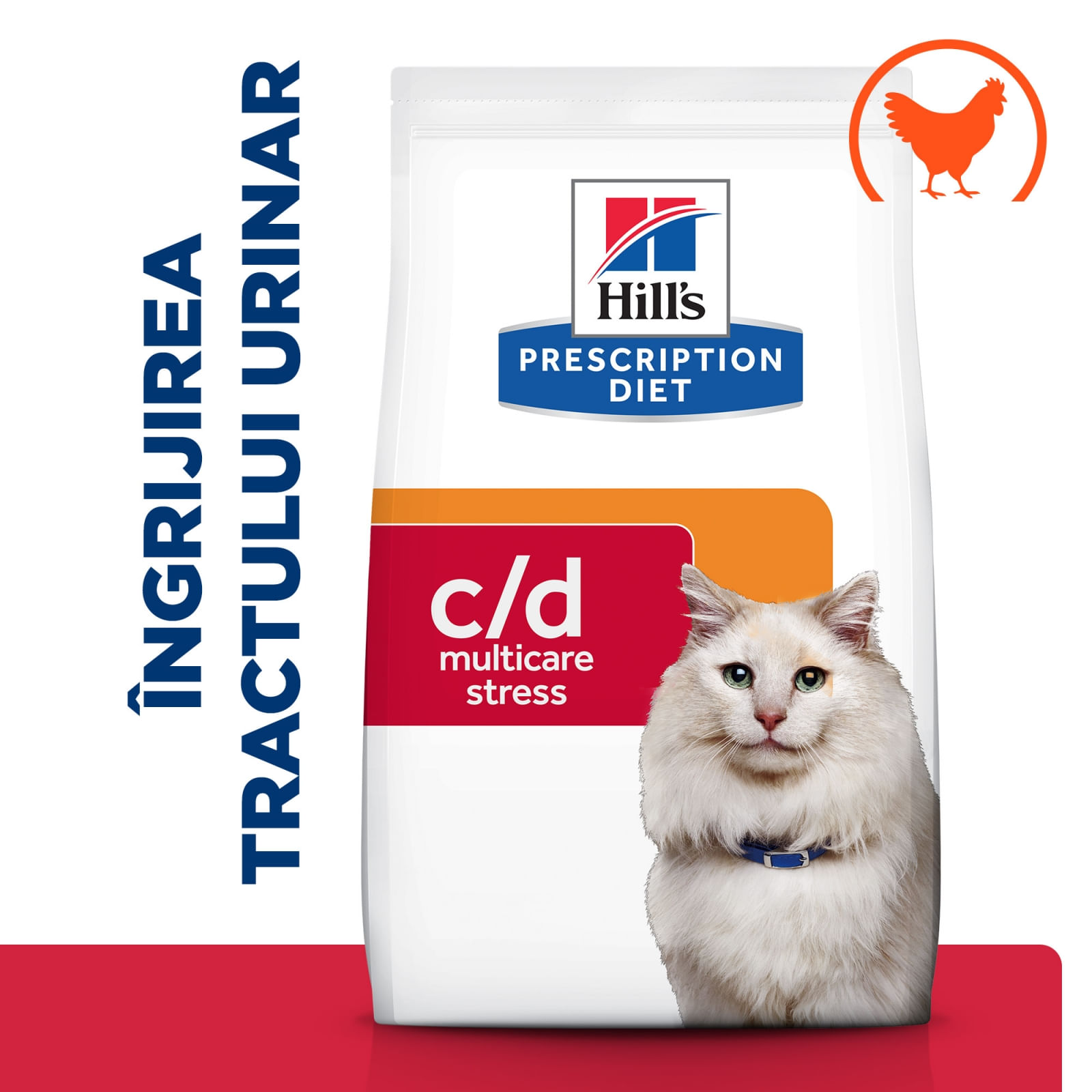 HILL&#039;S Prescription Diet c/d Urinary Multicare Stress, Pui, dietă veterinară pisici, hrană uscată, afecțiuni urinare HILL&#039;S Prescription Diet c/d Urinary Care Multicare Stress, Pui, dietă veterinară pisici, hrană uscată, sistem urinar, sistem nervos &amp; ca