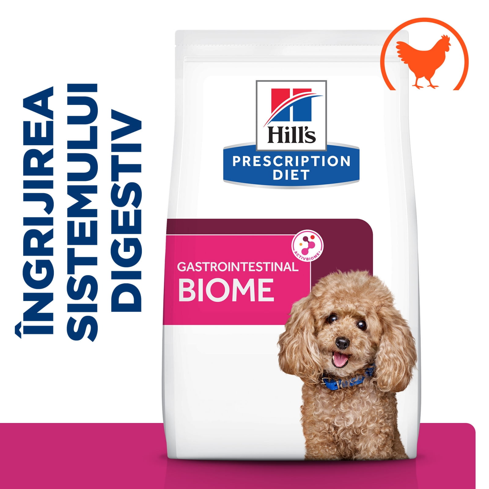 HILL'S Prescription Diet Gastrointestinal Biome Mini, Pui, dietă veterinară câini, hrană uscată, afecțiuni digestive HILL'S Prescription Diet Gastrointestinal Biome Mini, Pui, dietă veterinară câini, hrană uscată, sistem digestiv, 3kg