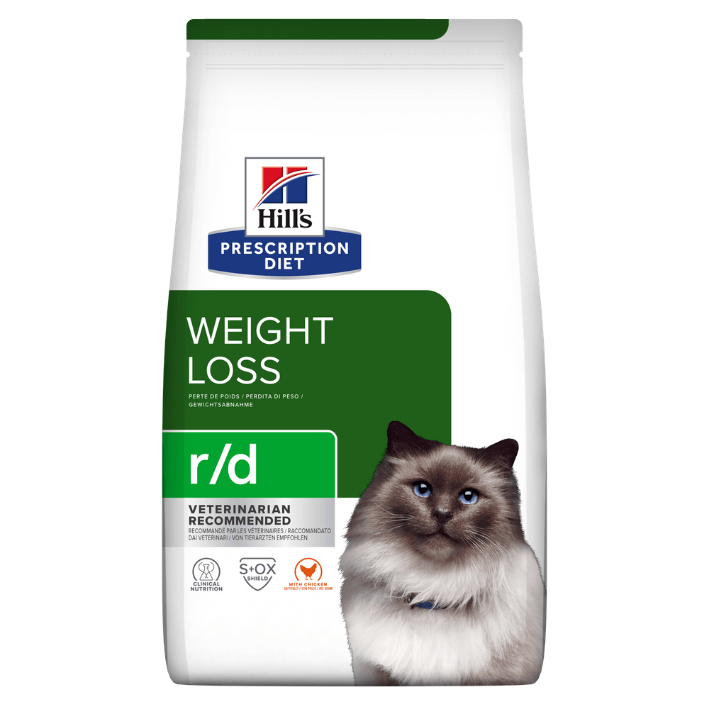 HILL\'S Prescription Diet r/d Wheight Loss, Pui, dietă veterinară pisici, hrană uscată, scădere în greutate HILL\'S Prescription Diet r/d Wheight Loss, Pui, dietă veterinară pisici, hrană uscată, metabolism (obezitate si diabet), 1.5kg