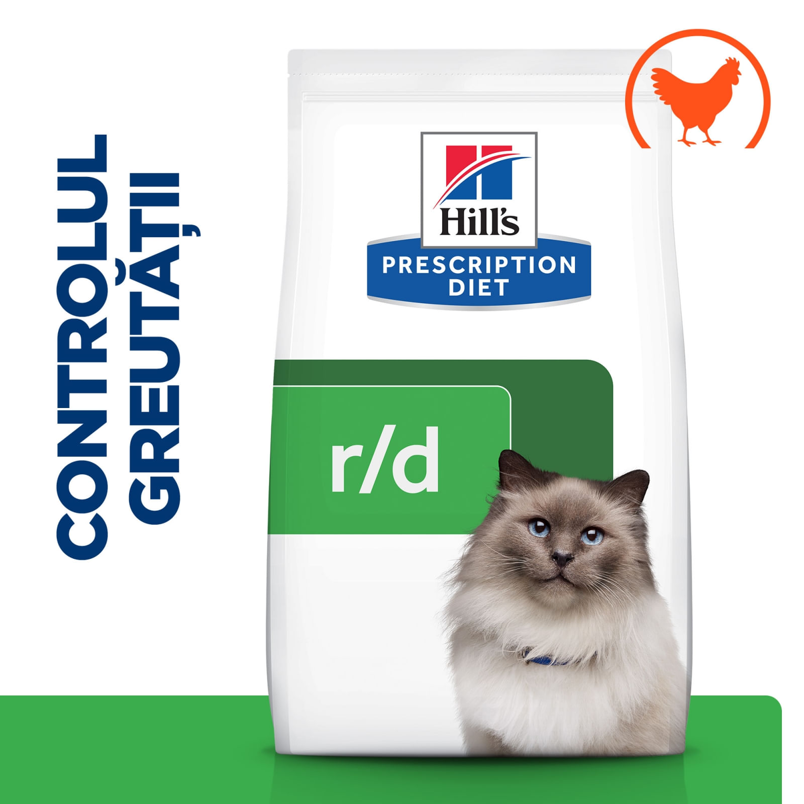 HILL'S Prescription Diet r/d Wheight Loss, Pui, dietă veterinară pisici, hrană uscată, scădere în greutate HILL'S Prescription Diet r/d Wheight Loss, Pui, dietă veterinară pisici, hrană uscată, metabolism (obezitate si diabet), 3kg