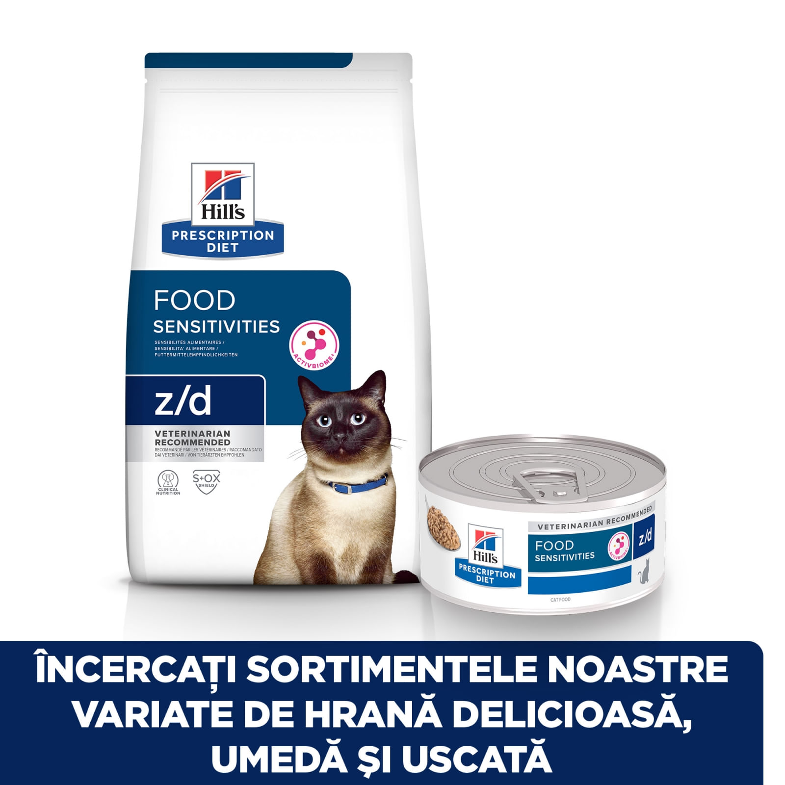HILL'S Prescription Diet z/d Food Sensitivities, dietă veterinară pisici, hrană uscată, afecțiuni dermatologice și digestive HILL'S Prescription Diet z/d Food Sensitivities, dietă veterinară pisici, hrană uscată, piele & blana, sistem digestiv, 1.5kg