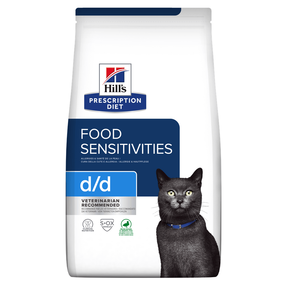 HILL\'S Prescription Diet d/d, Rață cu Mazăre, dietă veterinară pisici, hrană uscată, sensibilități digestive HILL\'S Prescription Diet d/d, Rață cu Mazăre, dietă veterinară pisici, hrană uscată, afecțiuni dermatologice și sistem digestiv, 1.5kg - 1 | YEO