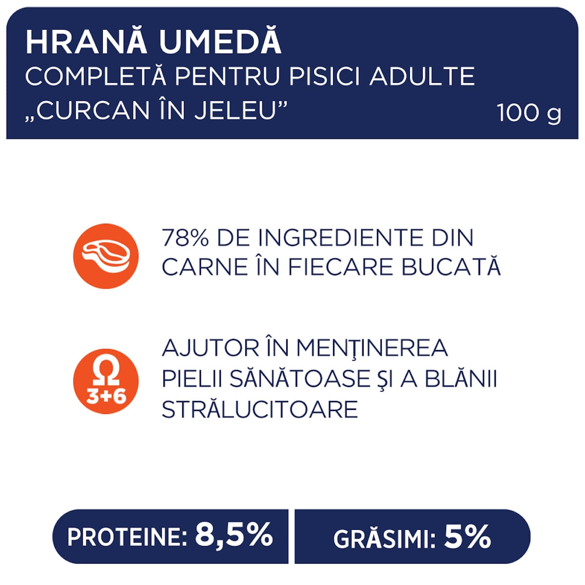 CLUB 4 PAWS Premium, Curcan, hrană umedă pisici, (în aspic) CLUB 4 PAWS Premium, Curcan, plic hrană umedă pisici, (în aspic), 80g - 1 | YEO