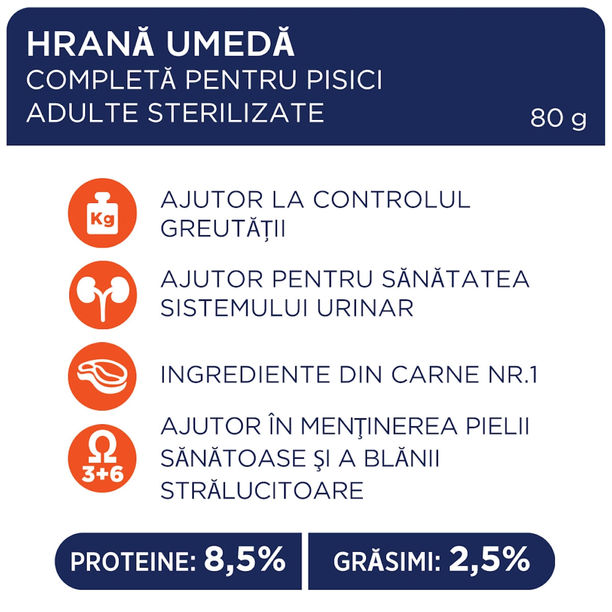 CLUB 4 PAWS Premium Sterilised, Pui, hrană umedă pisici sterilizate CLUB 4 PAWS Premium Sterilised, Pui, plic hrană umedă pisici sterilizate, 80g - 1 | YEO