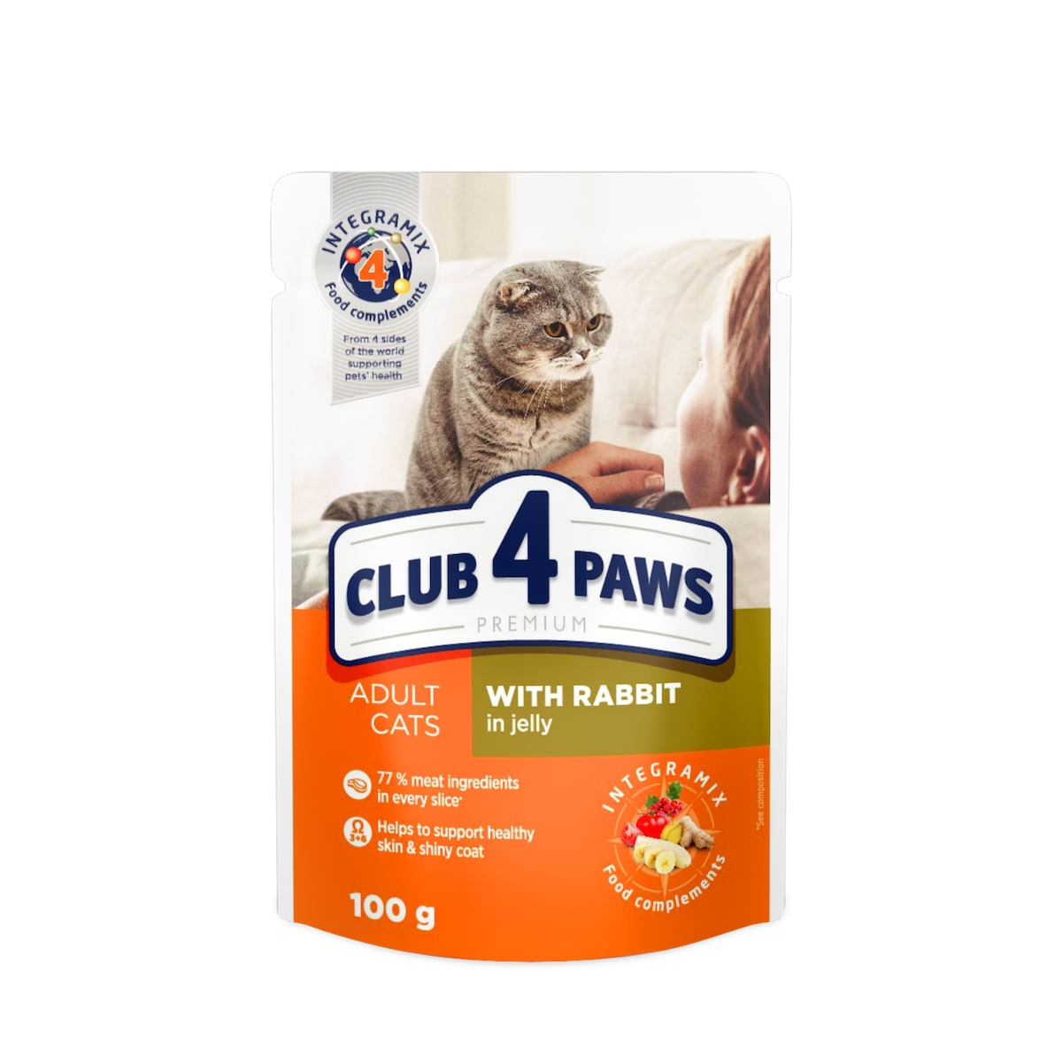 CLUB 4 PAWS Premium, Iepure, hrană umedă pisici, (în aspic) CLUB 4 PAWS Premium, Iepure, plic hrană umedă pisici, (în aspic), 100g  x  24buc