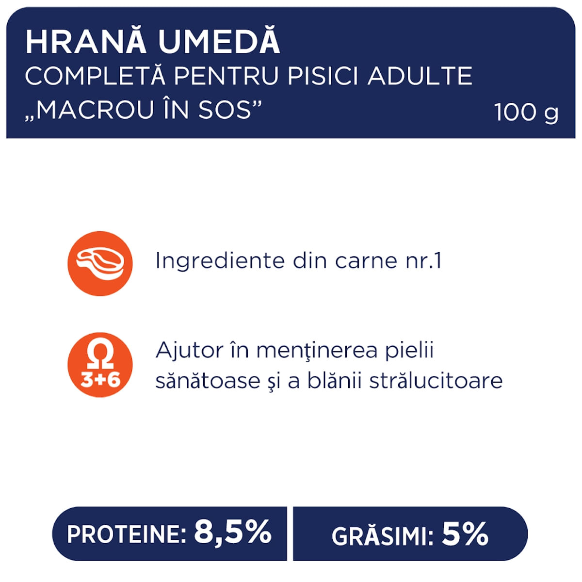 CLUB 4 PAWS Premium, Macrou, hrană umedă pisici, (în sos) CLUB 4 PAWS Premium, Macrou, plic hrană umedă pisici, (în sos), 100g - 4 | YEO