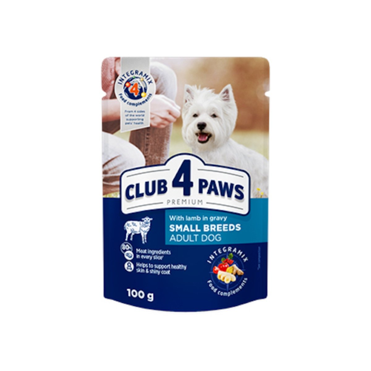 CLUB 4 PAWS Premium, XS-S, Miel, hrană umedă câini, (în sos) CLUB 4 PAWS Premium, XS-S, Miel, plic hrană umedă câini, (în sos), bax,  100g x 24buc