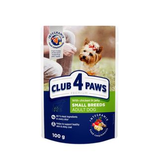 CLUB 4 PAWS Premium, XS-XL, Pui, plic hrană umedă câini, (în aspic), 100g