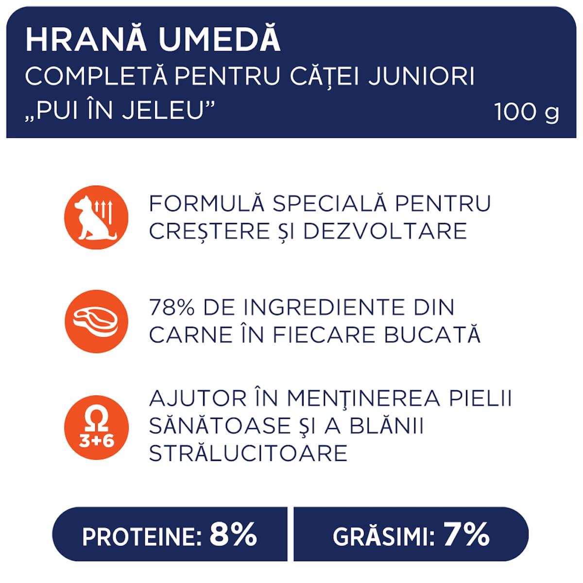 CLUB 4 PAWS Premium Puppy, Pui, hrană umedă câini junior, (în aspic) CLUB 4 PAWS Premium Junior, XS-XL, Pui, plic hrană umedă câini junior, (în aspic), 100g - 2 | YEO