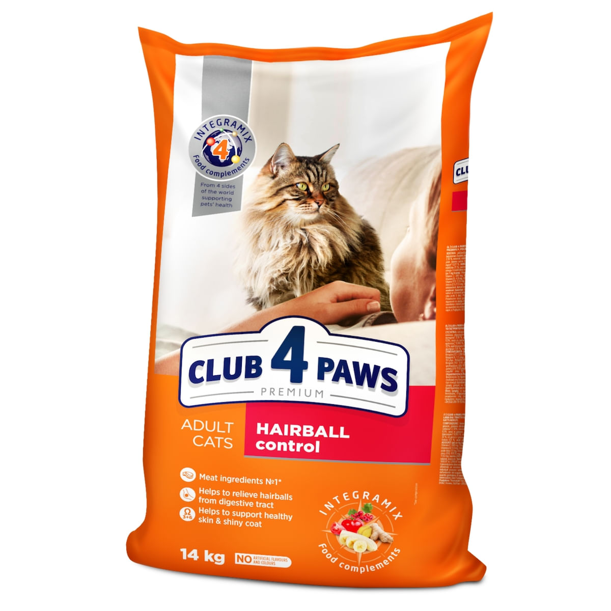 CLUB 4 PAWS Premium Hairball, Pui, hrană uscată pisici, limitarea ghemurilor de blană CLUB 4 PAWS Premium Hairball Control, Pui, hrană uscată pisici, limitarea ghemurilor de blană, 14kg - 1 | YEO