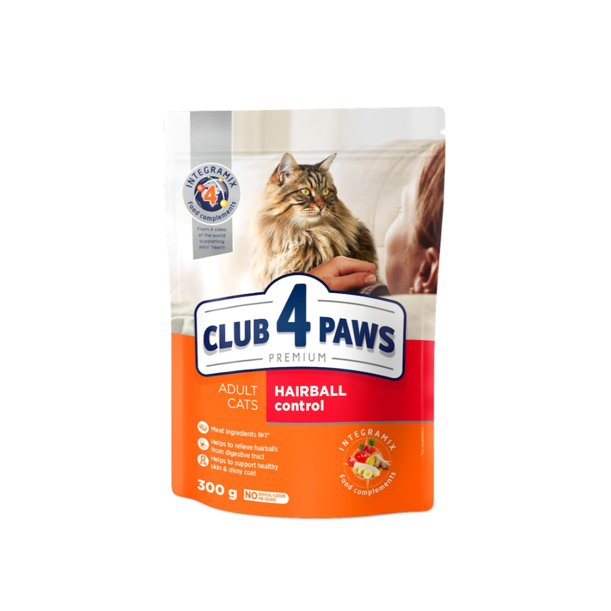 CLUB 4 PAWS Premium Hairball, Pui, hrană uscată pisici, limitarea ghemurilor de blană CLUB 4 PAWS Premium Hairball Control, Pui, hrană uscată pisici, limitarea ghemurilor de blană, 300g