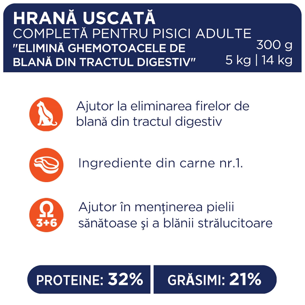 CLUB 4 PAWS Premium Hairball, Pui, hrană uscată pisici, limitarea ghemurilor de blană CLUB 4 PAWS Premium Hairball Control, Pui, hrană uscată pisici, limitarea ghemurilor de blană, 300g