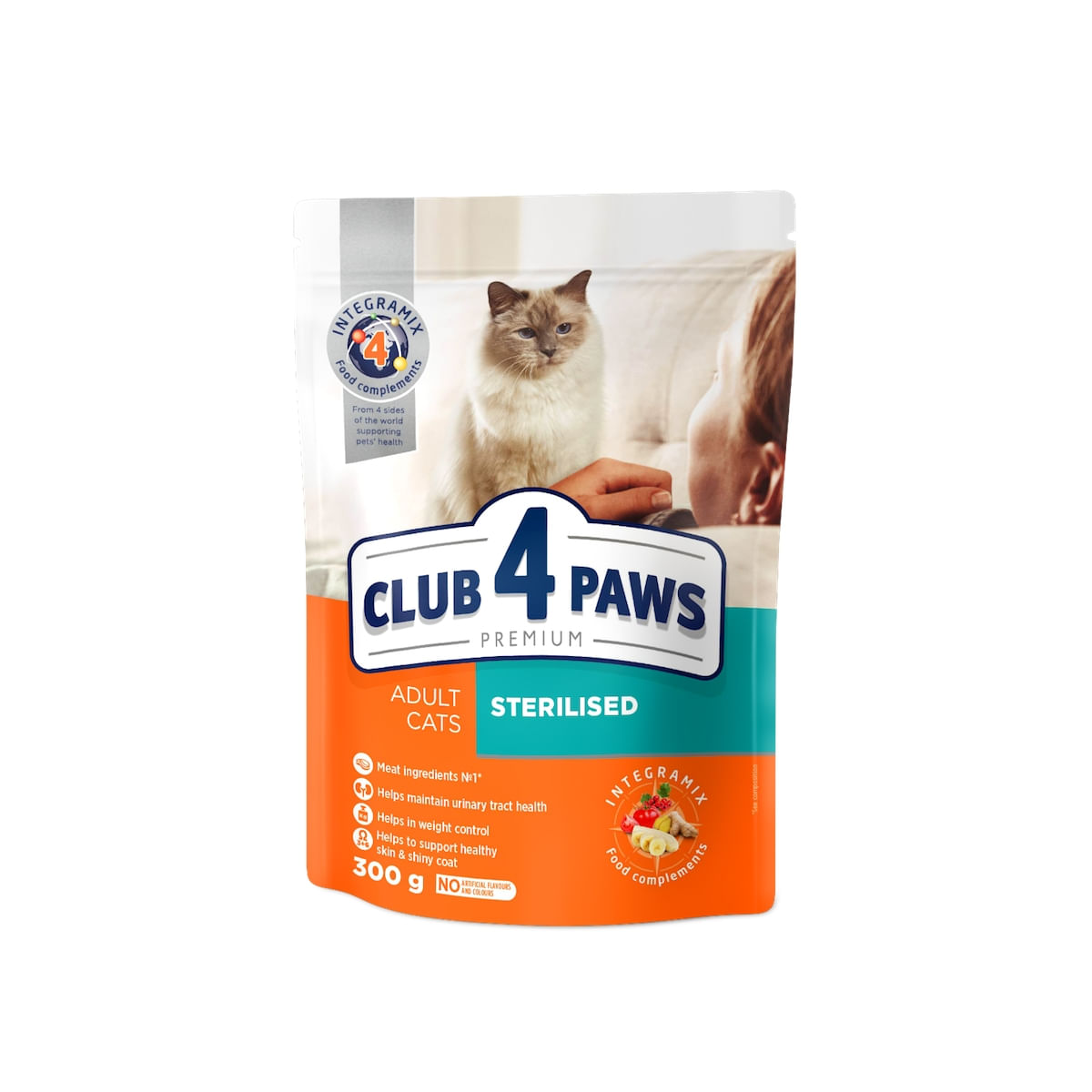 CLUB 4 PAWS Premium Sterilised, Pui, hrană uscată pisici sterilizate, 300g - 1 | YEO