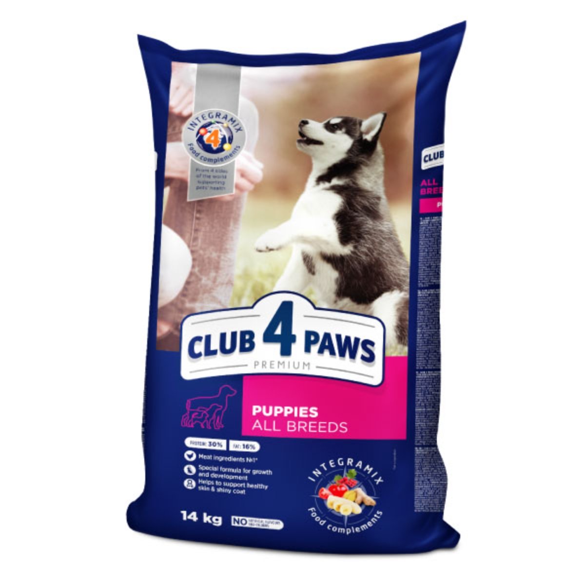 CLUB 4 PAWS Premium Puppy, Pui, hrană uscată câini junior CLUB 4 PAWS Premium Puppies All Breeds, XS-XL, Pui, hrană uscată câini junior, 14kg - 1 | YEO