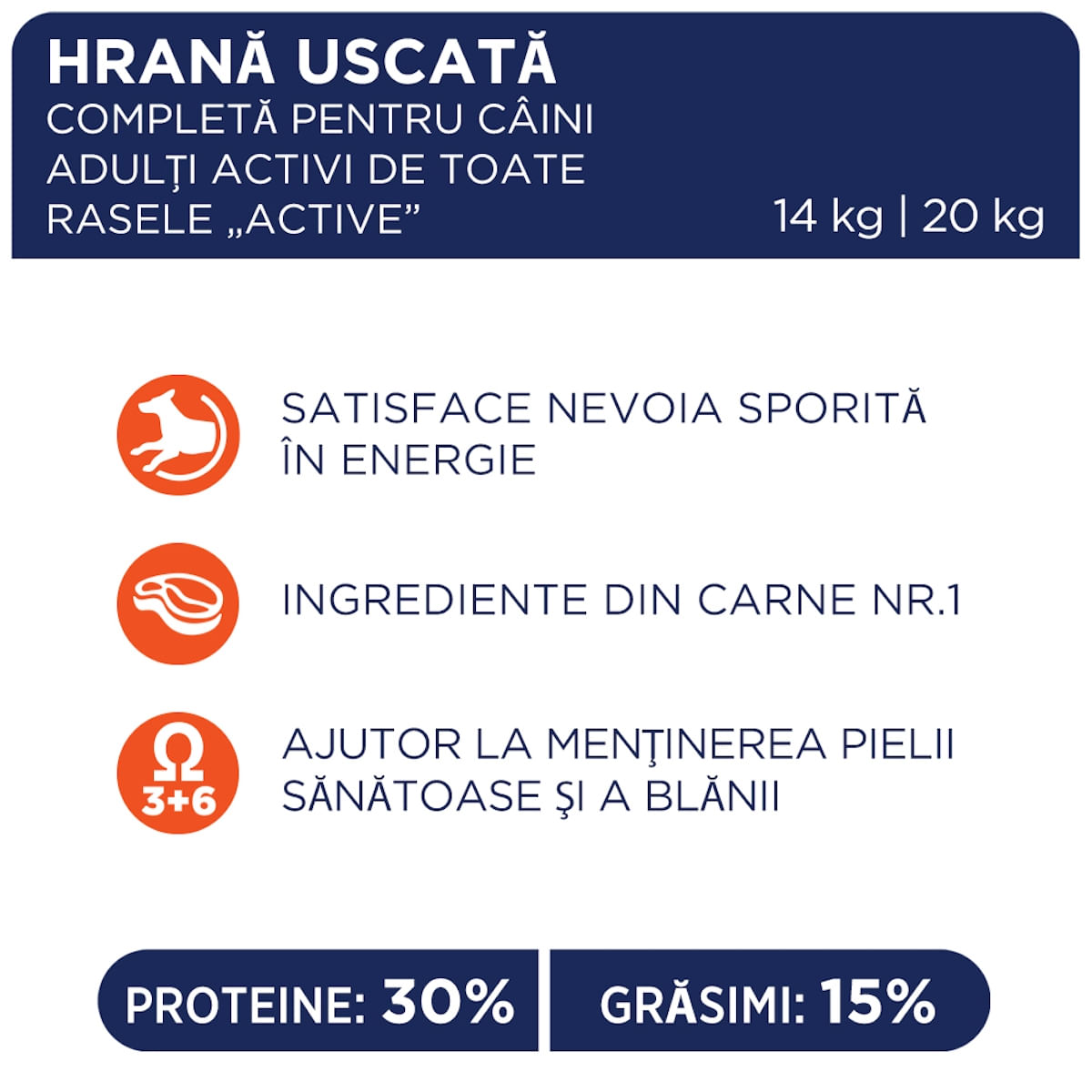 CLUB 4 PAWS Premium Active, Pui, hrană uscată câini, activitate intensă CLUB 4 PAWS Premium Active, XS-XL, Pui, hrană uscată câini, activitate intensă, 14kg - 2 | YEO