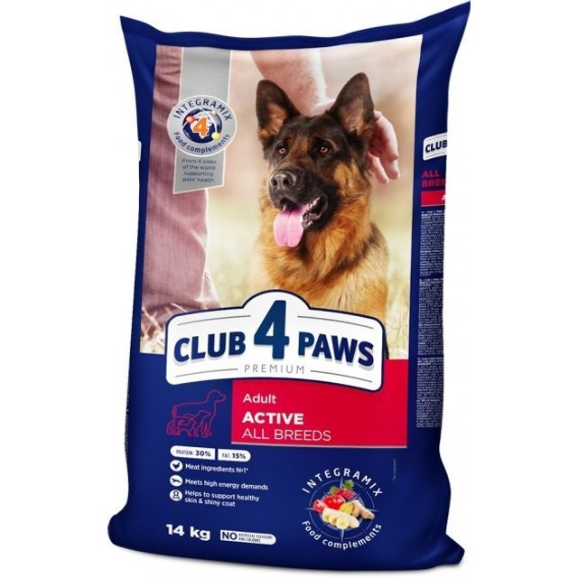 CLUB 4 PAWS Premium Active, XS-XL, Pui, hrană uscată câini, activitate intensă, 14kg