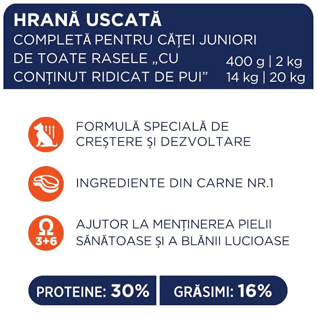 CLUB 4 PAWS Premium Puppy, Pui, hrană uscată câini junior CLUB 4 PAWS Premium Puppies All Breeds, XS-XL, Pui, hrană uscată câini junior, 2kg - 4 | YEO